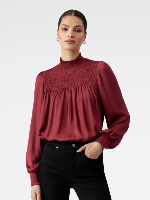 

Forever New Rust Shirred Blouson Top