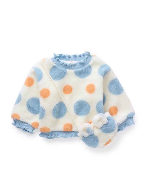 

SteezMe Girls Blue & White Printed Polka Dot Pullover
