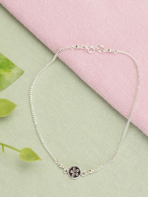 

GIVA 925 Sterling Silver Oxidized Floret Anklet, Adjustable