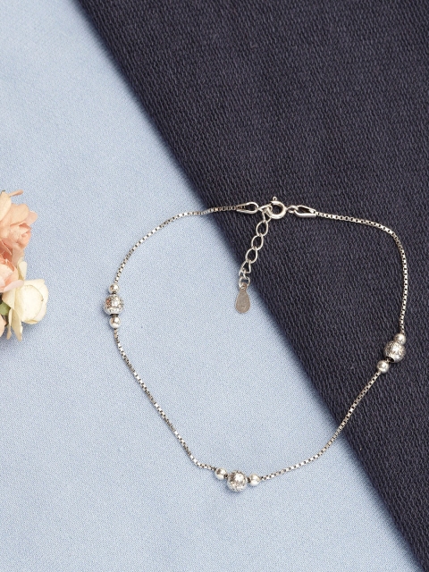 

GIVA 925 Sterling Silver Oxidised Silver-Plated Minimal Bead Anklet