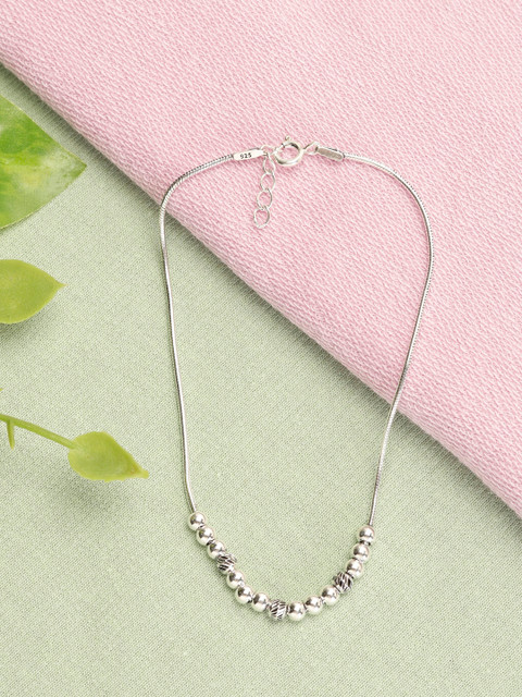 

GIVA Oxidised Silver-Toned Beaded Anklet