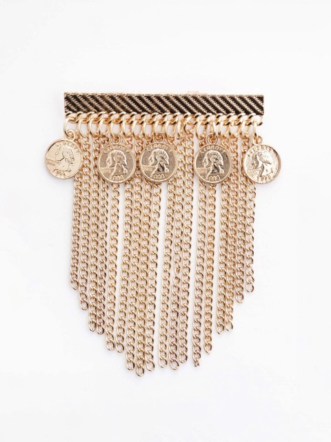 

The Tie Hub Men Rose Gold-Toned Medal Chain Brooch