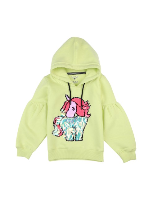 

Stupid Cupid Girls Lime Green Embellished Hooded Sweatshirt