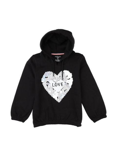 

Stupid Cupid Girls Black & White Embellished Hooded Sweatshirt
