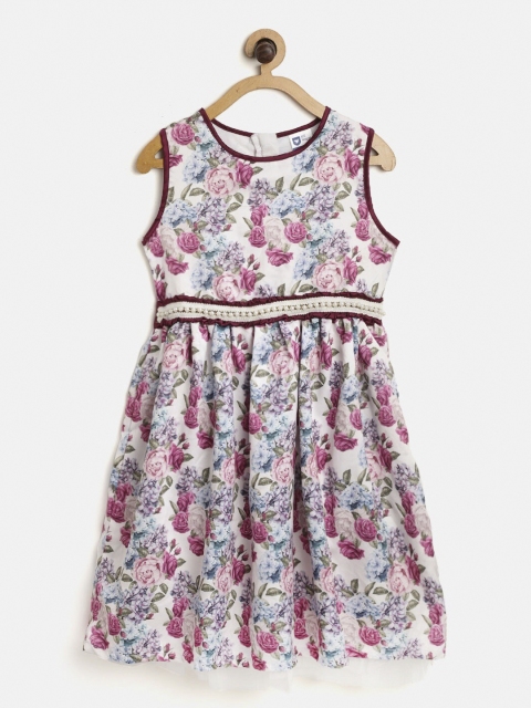 

612 league Girls White Floral Dress