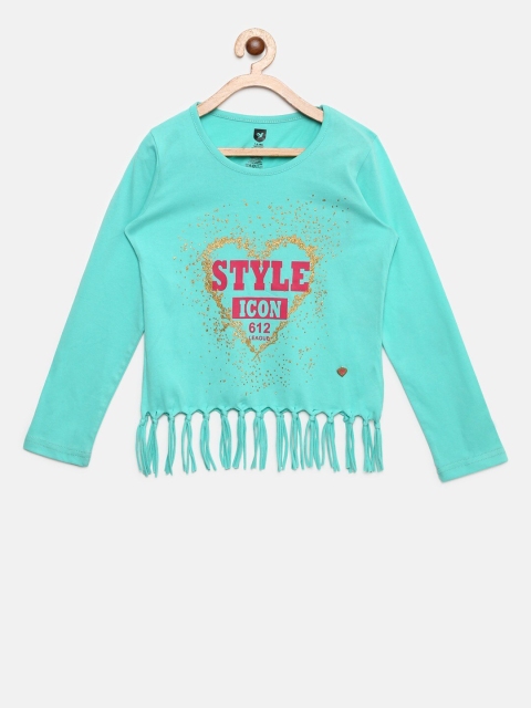 

612 league Green Pure Cotton Regular Top