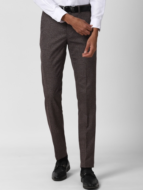 

Peter England Men Grey Textured Slim Fit Formal Trousers
