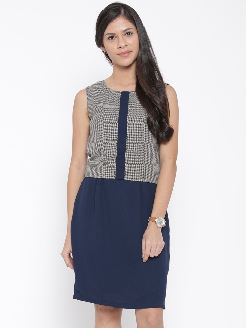 

Annabelle by Pantaloons Women Navy Blue Printed Sheath Dress