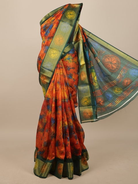 

Pothys Women Orange & Blue Printed Saree