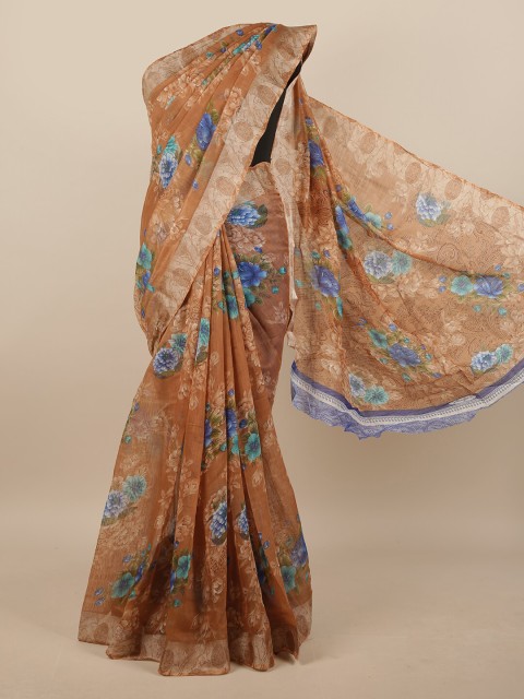 

Pothys Brown & Blue Floral Saree