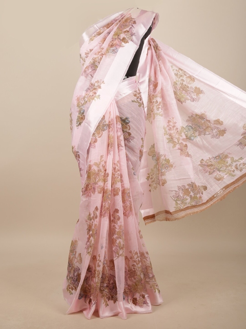 

Pothys Pink & Olive Green Floral Saree
