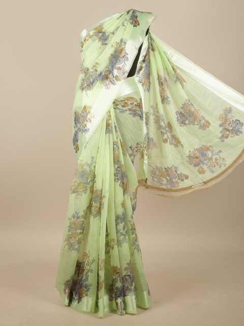 

Pothys Green & Grey Floral Saree