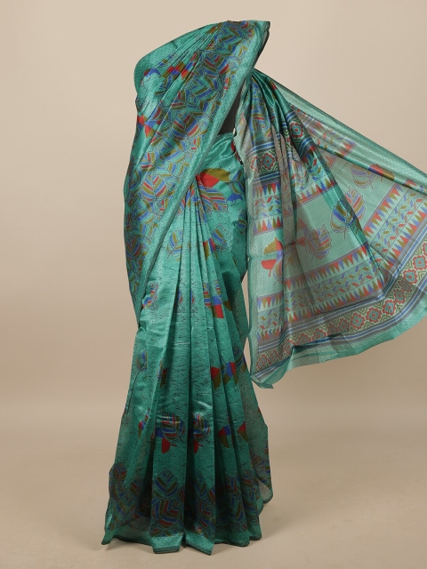 

Pothys Green & Blue Floral Saree