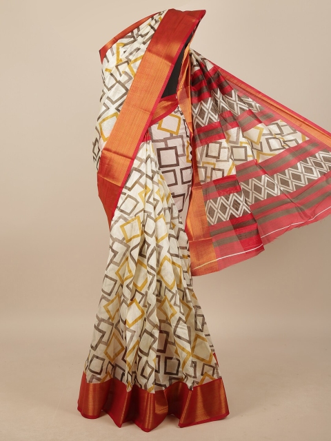 

Pothys Women Cream Printed