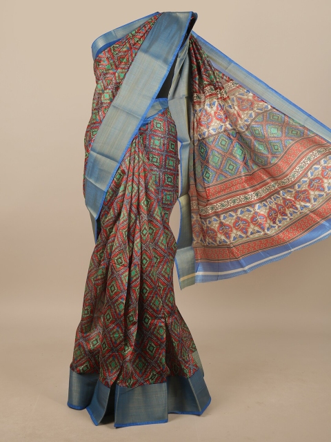 

Pothys Women Blue Printed, Maroon