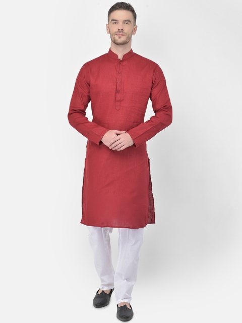 

SG LEMAN Men Maroon Regular Kurta with Pyjamas