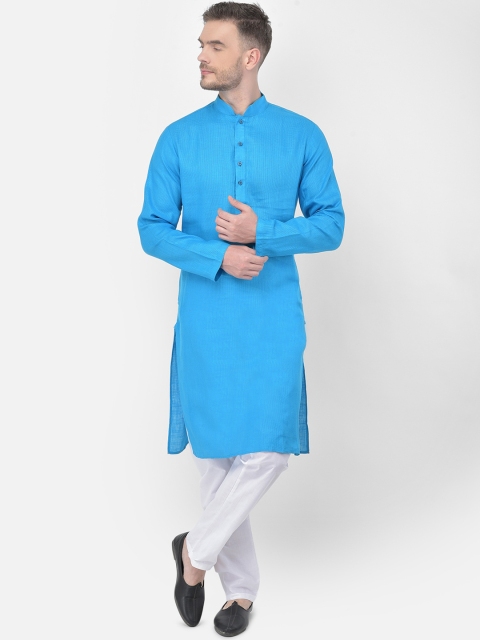 

SG LEMAN Men Blue & White Regular Kurta with Pyjamas