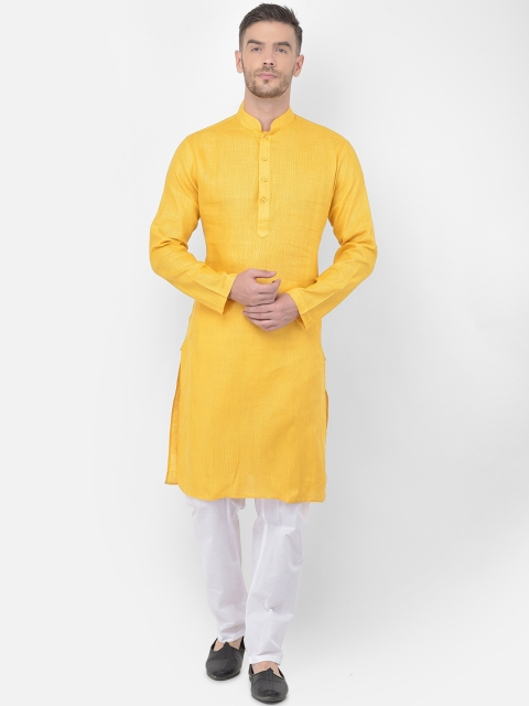 

SG LEMAN Men Yellow Regular Kurta with Pyjamas