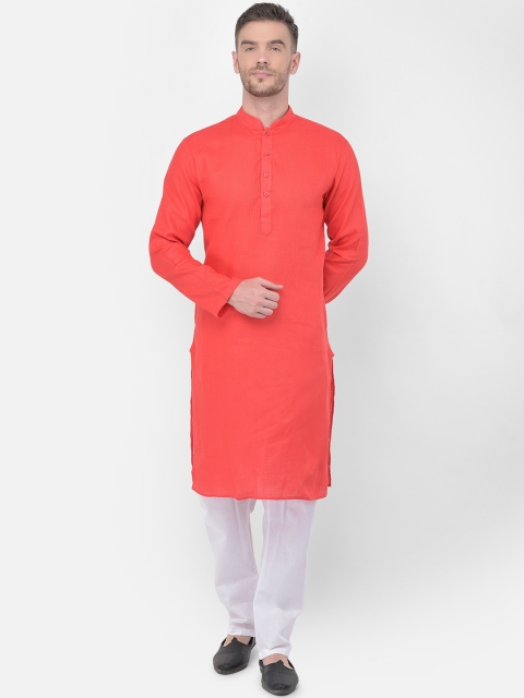 

SG LEMAN Men Orange Regular Kurta with Pyjamas
