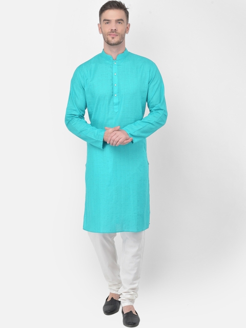 

SG LEMAN Men Teal Regular Kurta with Churidar