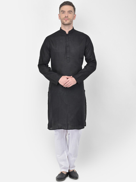 

SG LEMAN Men Black & White Regular Kurta with Pyjamas
