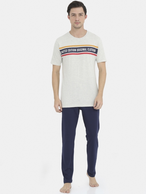 

Masculino Latino Men White & Navy Blue Loungewear Set