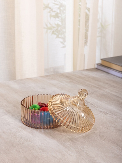 

Pure Home and Living Gold-Toned Amber Dome Glass Candy Jar