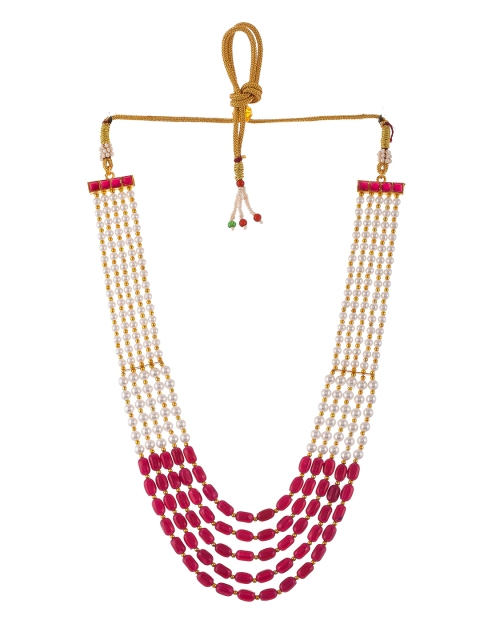 

Silvermerc Designs Unisex Red & White Brass Gold-Plated Layered Necklace