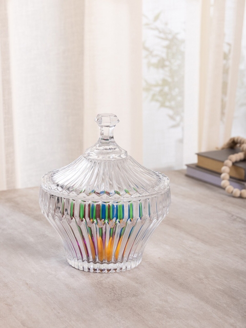 

Pure Home and Living Transparent Glass Linea Vintage Candy Jar