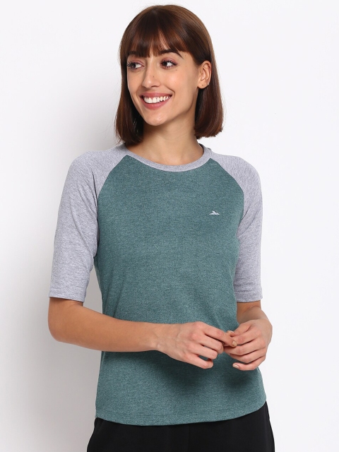 

SPARROWHAWK Women Green & Grey T-shirt
