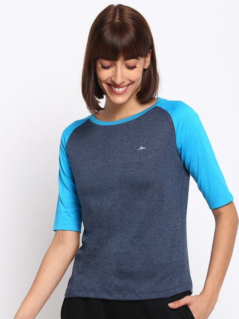

SPARROWHAWK Women Navy Blue & Blue Colourblocked T-shirt