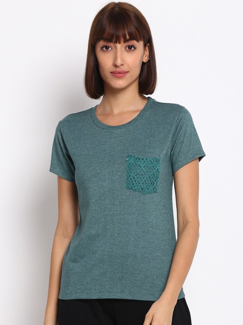 

SPARROWHAWK Women Green Pockets Pure Cotton T-shirt