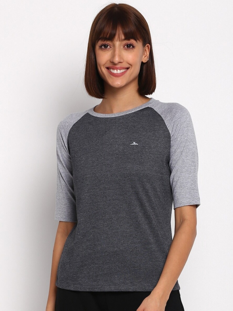 

SPARROWHAWK Women Grey Melange Raglan Sleeves T-shirt