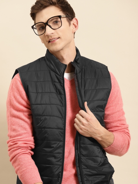 

United Colors of Benetton Men Black Solid Padded Jacket