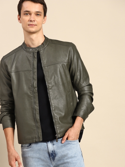 

United Colors of Benetton Men Olive Green Solid Jacket