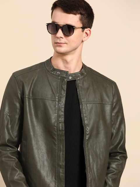 

United Colors of Benetton Men Olive Green Solid Tailored Jacket