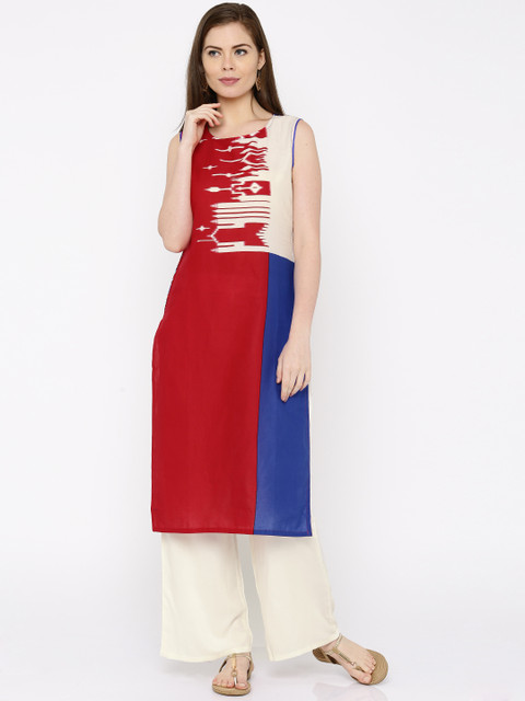

Anouk Red & Cream-Coloured Printed Kurta with Palazzos