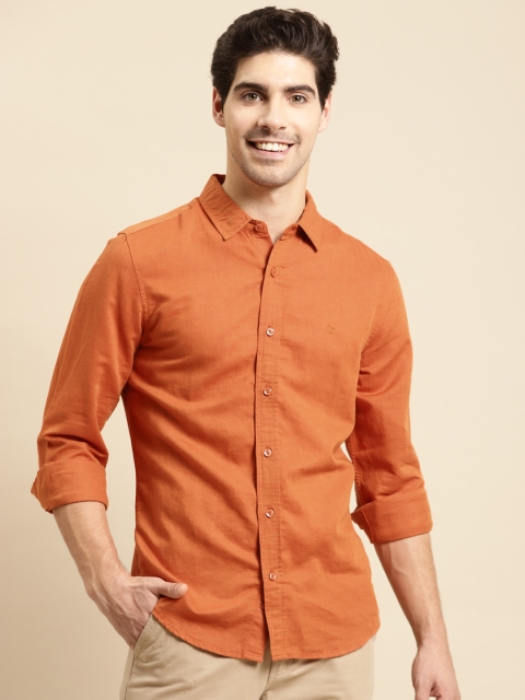 

United Colors of Benetton Men Rust Orange Slim Fit Opaque Casual Shirt