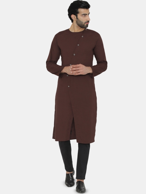 

Raas Men Brown Solid Angrakha Kurta