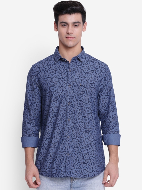

Turtle Men Blue Slim Fit Floral Opaque Printed Casual Shirt
