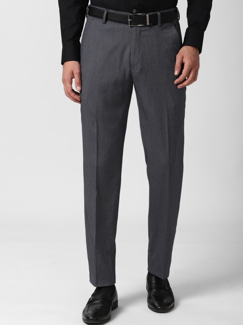 

Peter England Elite Men Grey Textured Slim Fit Formal Trousers