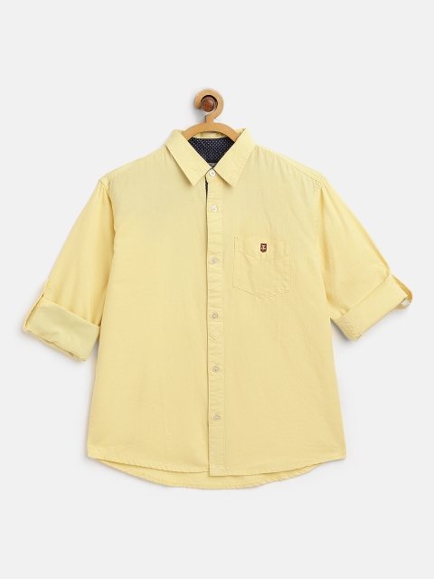 

Palm Tree Boys Yellow Solid Pure Cotton Casual Shirt