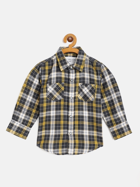 

Gini and Jony Boys Black & Yellow Pure Cotton Checked Casual Shirt