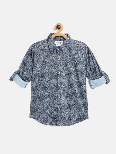 

Palm Tree Boys Blue Abstract Print Casual Shirt