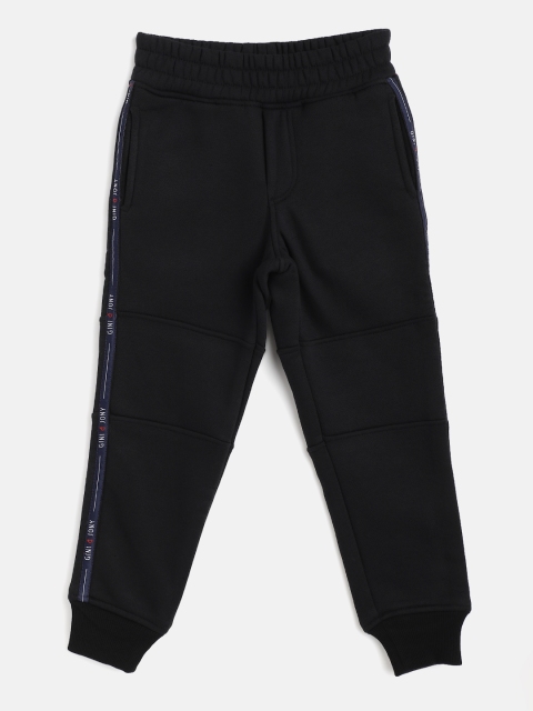 

Gini and Jony Boys Black Solid Joggers with Side Taping