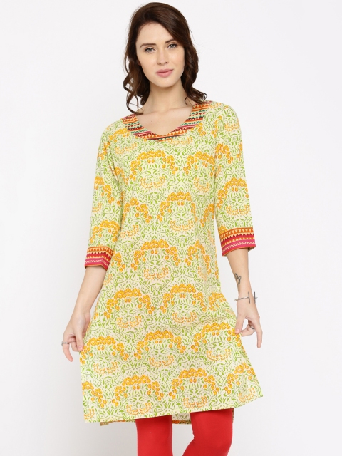 

Anouk Women Off-white Printed Straight Kurta