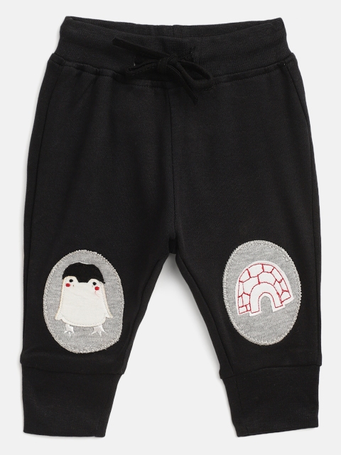 

Gini and Jony Infant Girls Black & Grey Melange Applique Detail Cotton Joggers, Navy blue