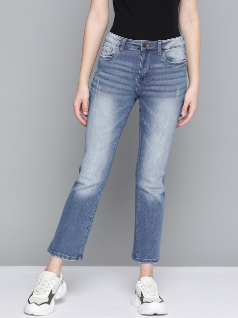 

Harvard Women Blue Bootcut Heavy Fade Stretchable Cropped Jeans