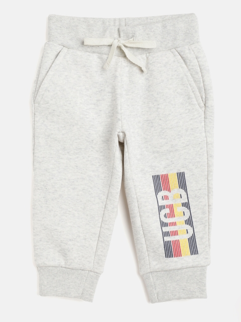 

United Colors of Benetton Boys Grey Melange & Navy Blue Brand Logo Print Joggers