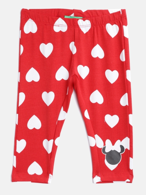 

United Colors of Benetton Girls Red & White Hearts & Minnie Mouse Print Leggings